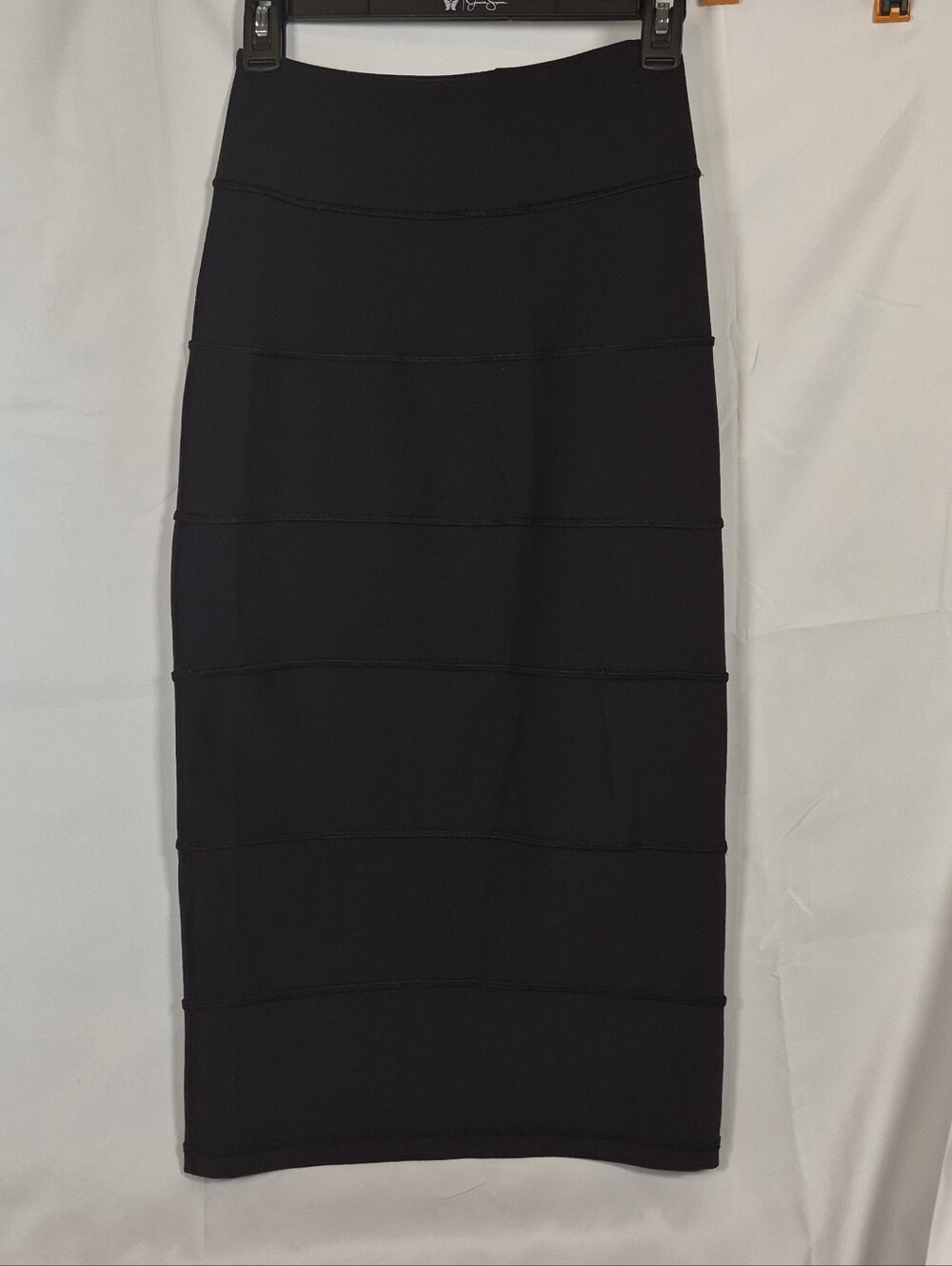 Lululemon Yoga Over Tiered Pencil Skirt Black Size 4 Inside Pocket Luon Long Mid